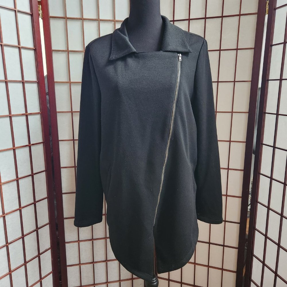 Doe & Rae Black Zip Up Asymmetrical Jacket Size L